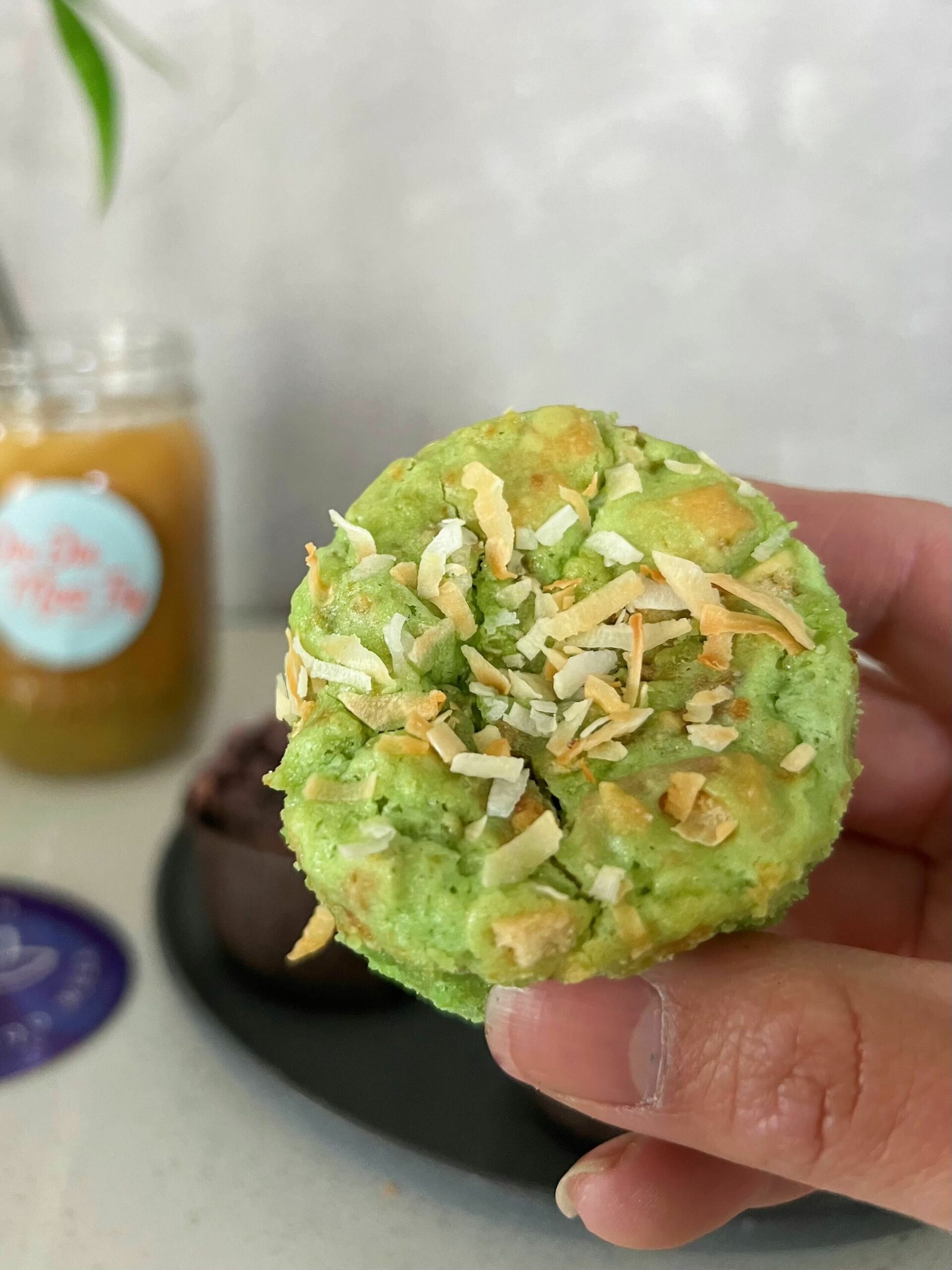 Coconut Pandan Mochi Muffins