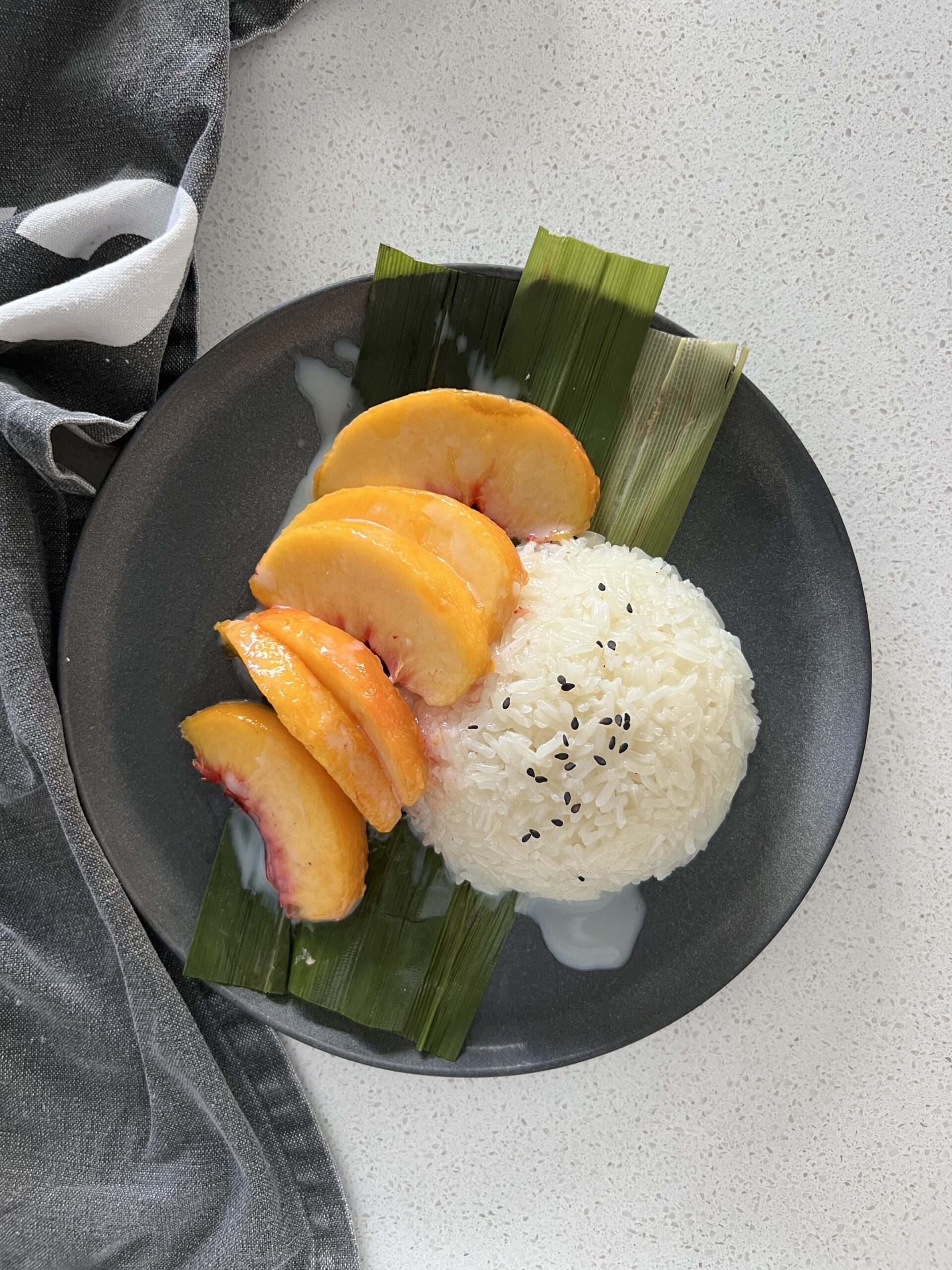 peach coconut sticky rice