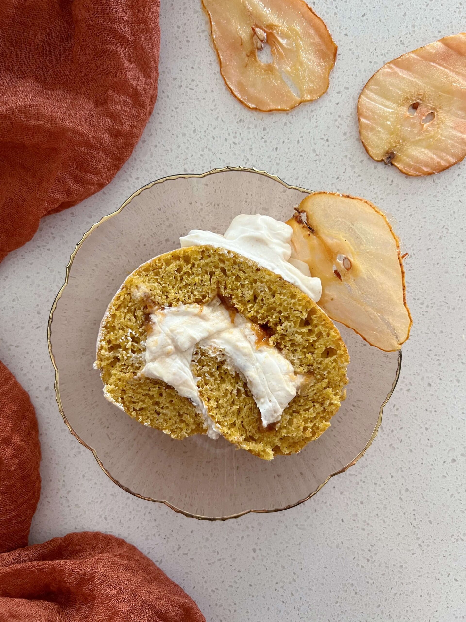 Kabocha Squash Swiss Roll with Apple-Pear Jam and Kinako Cream