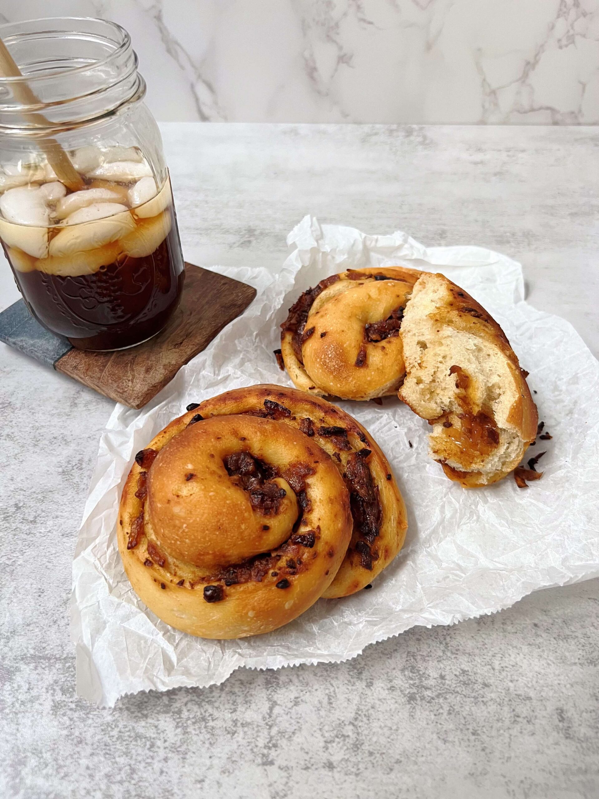 Caramelized Onion Miso Butter Sourdough Rolls